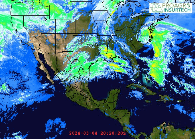 Imagen del satélite GOES EAST, región México y el Caribe Imagen del satélite GOES EAST, región México y el Caribe